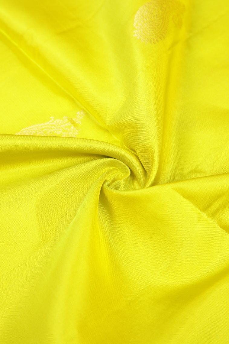 Basil Green Soft Silk Saree with Silver Zari Buttis (small Dots Or Motifs) view 4