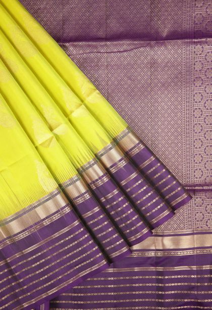 Basil Green Soft Silk Saree with Silver Zari Buttis (small Dots Or Motifs)