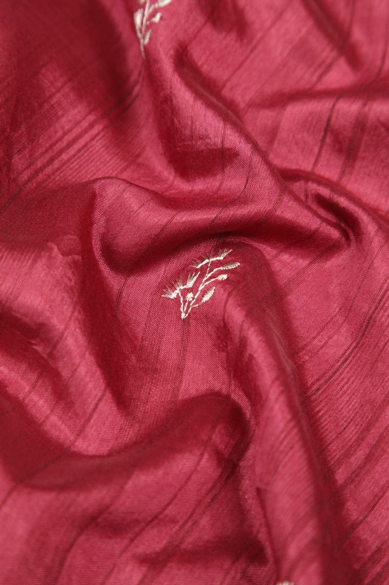 Apple Red Tussar Saree with Without Zari Zari Buttis (small Dots Or Motifs) view 4