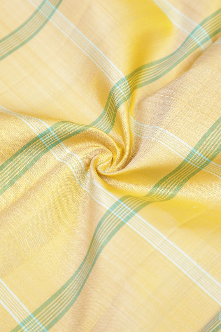 Cream White Kanchipuram Silk Sarees with Without Zari Zari Checks view 4