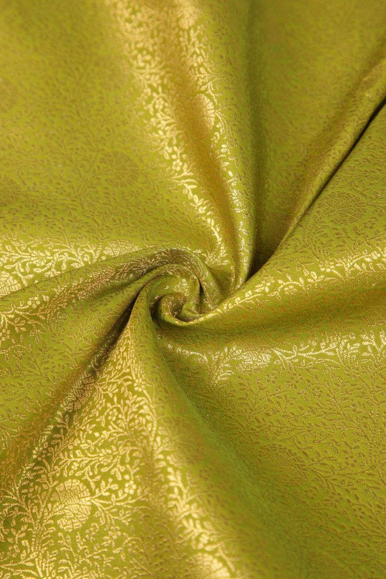 Pear Green Samudrika Pattu with Copper Zari Floral Patterns view 4