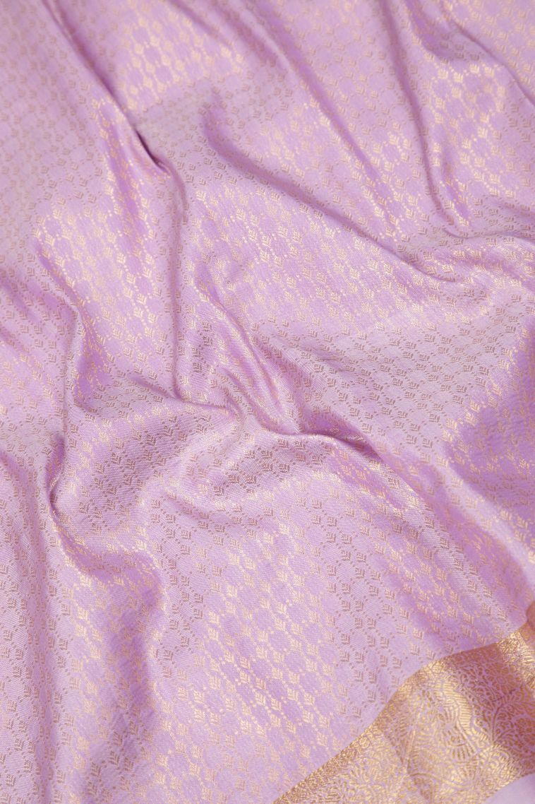 Pear Green Samudrika Pattu with Copper Zari Floral Patterns view 3