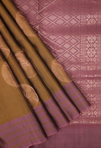 Cider Orange Soft Silk Saree with Copper Zari Buttis (small Dots Or Motifs)