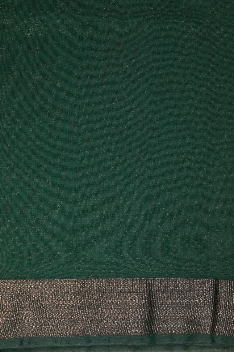 Seaweed Green Silk Cotton Sarees with Bronze Zari Buttis (small Dots Or Motifs) view 3