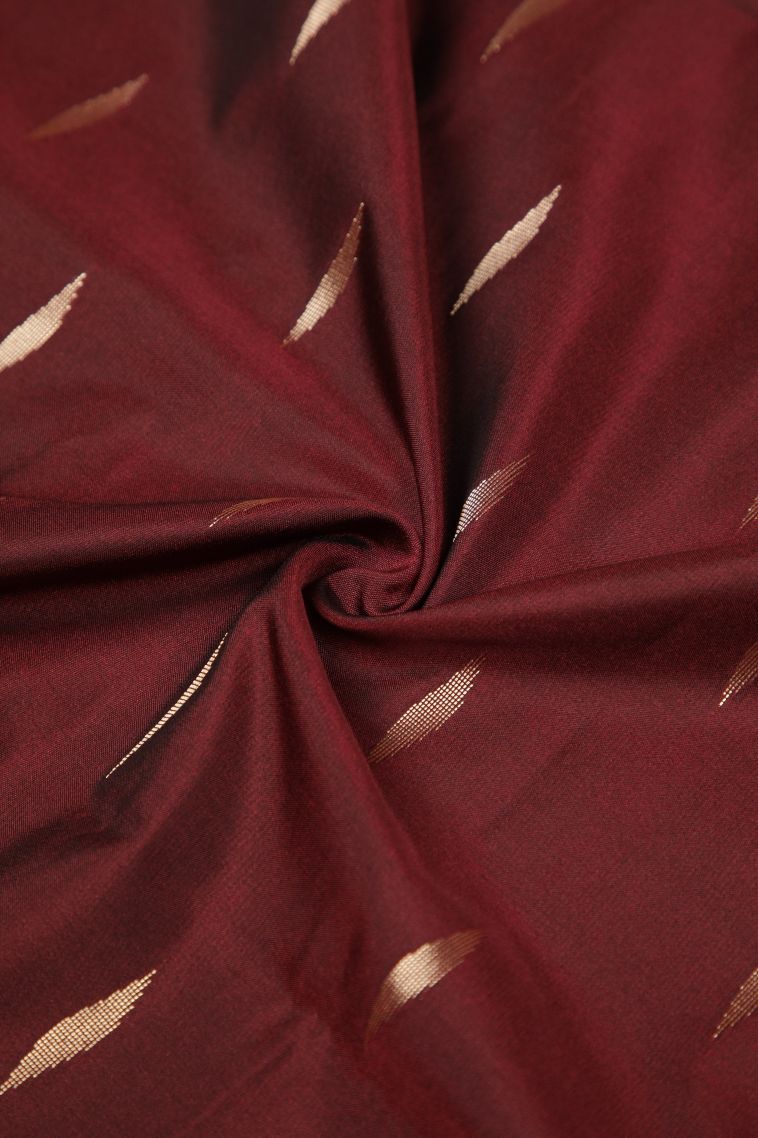 Berry Red Soft Silk Saree with Copper Zari Buttis (small Dots Or Motifs) view 4