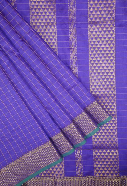 Azure Blue Kalyani Cotton with Without Zari Zari Checks