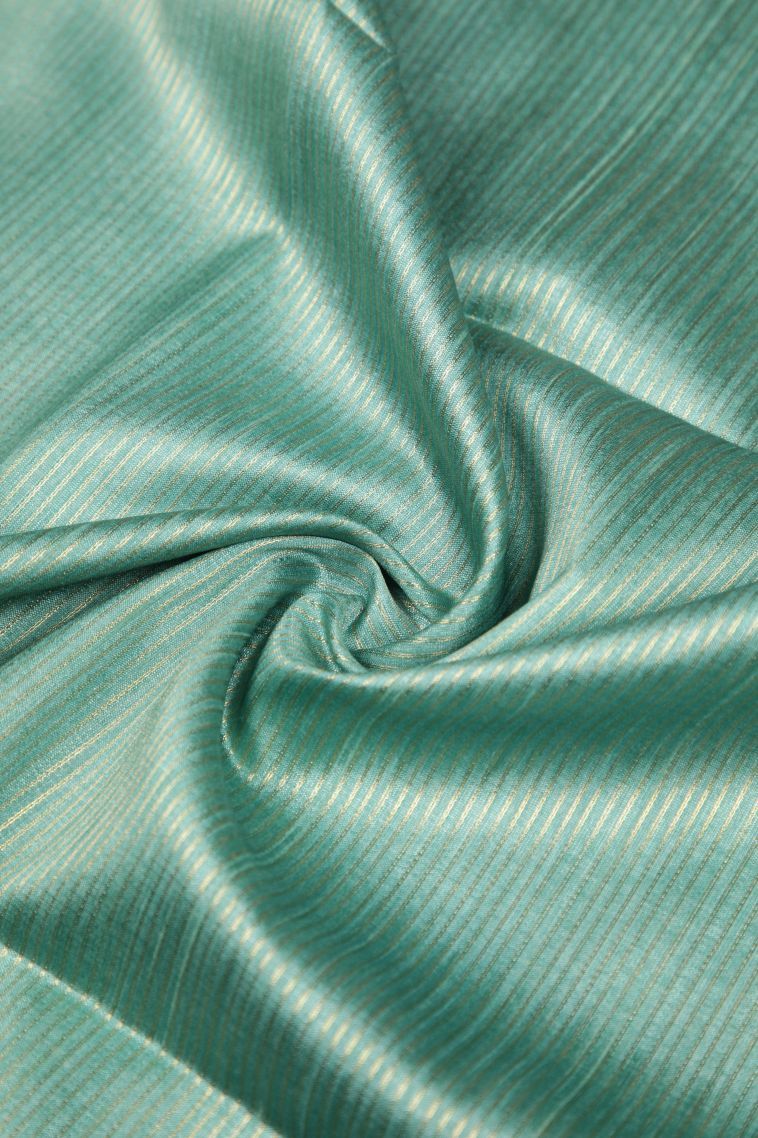 Teal Blue Tussar Saree with Without Zari Zari Stripes view 4