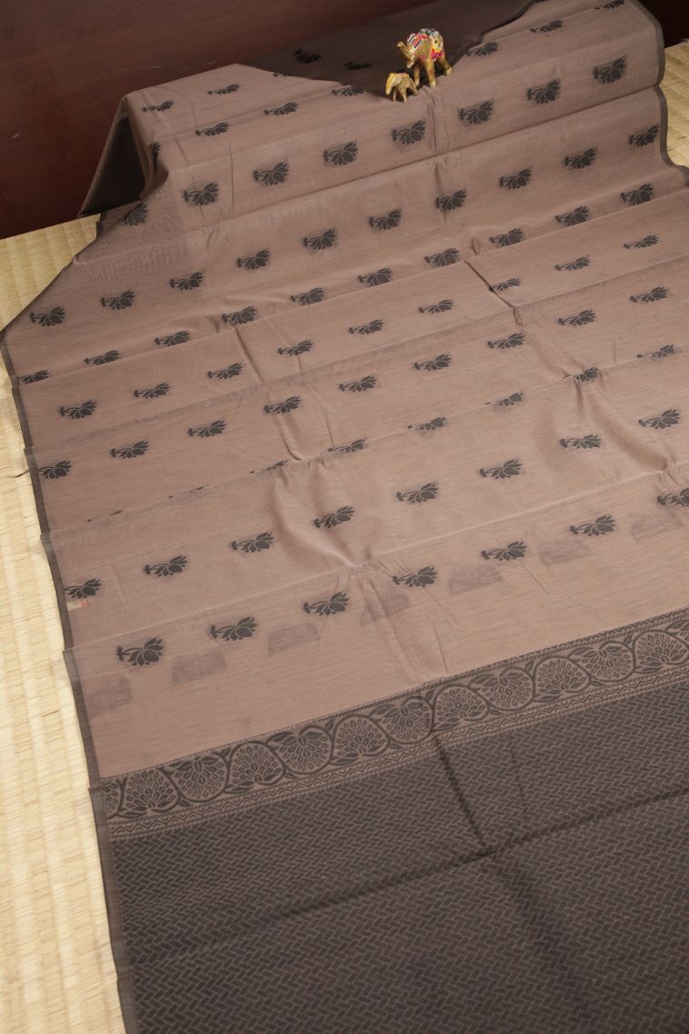 Peanut Brown Silk Cotton with Without Zari Zari Buttis (small Dots Or Motifs) view 2
