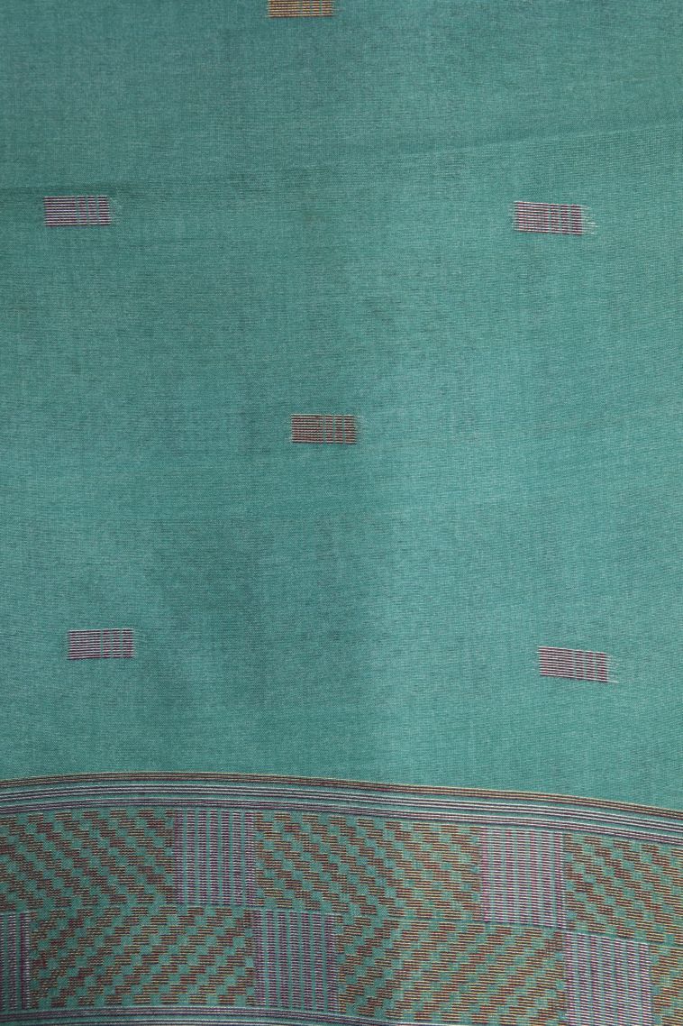 Olive Green Tussar Saree with Bronze Zari Buttis (small Dots Or Motifs) view 3