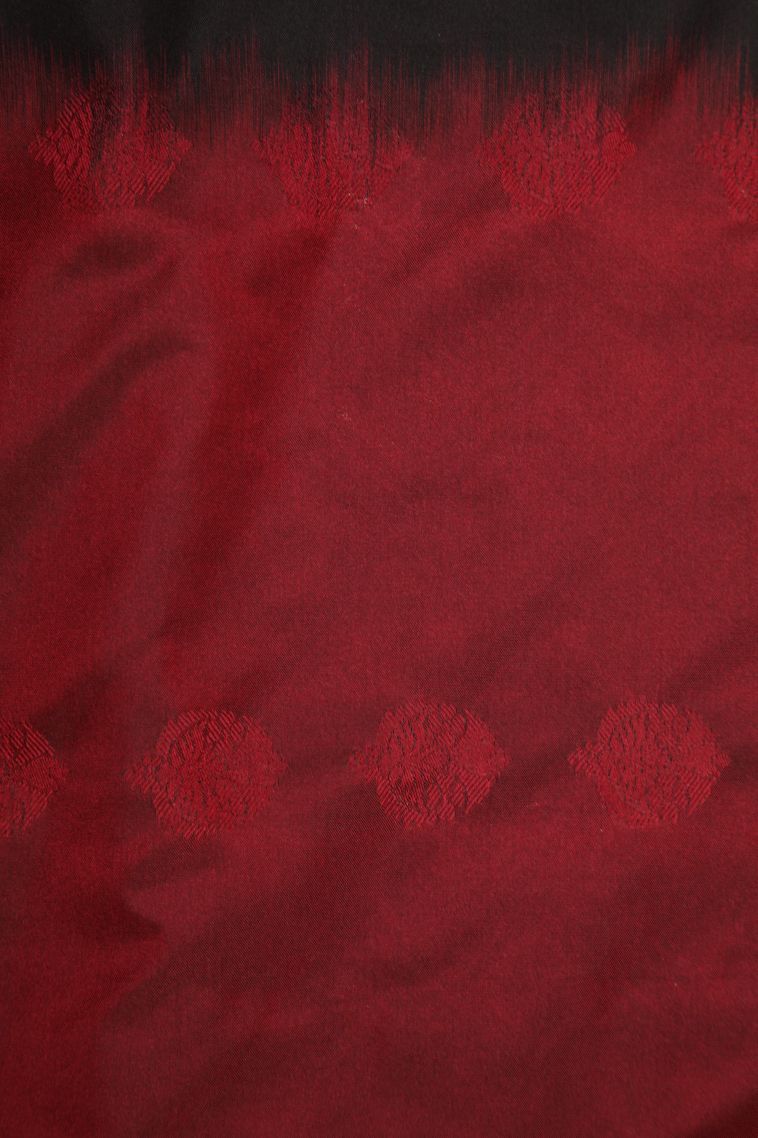 Asphalt Black Soft Silk Saree with Copper Zari Stripes view 3