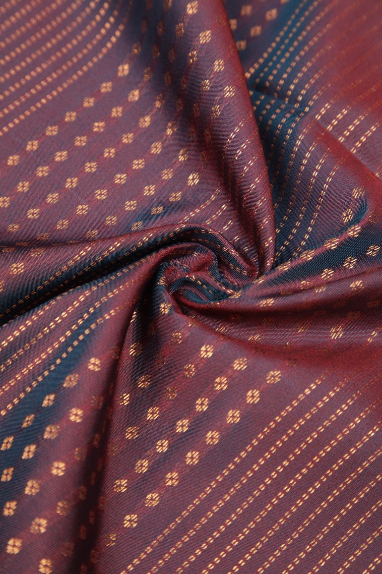 Bosenberry Purple Soft Silk Saree with Copper Zari Stripes view 4