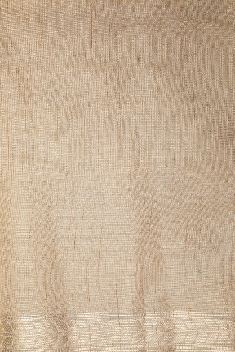 Cream White Tussar Saree with Without Zari Zari Floral Patterns view 3