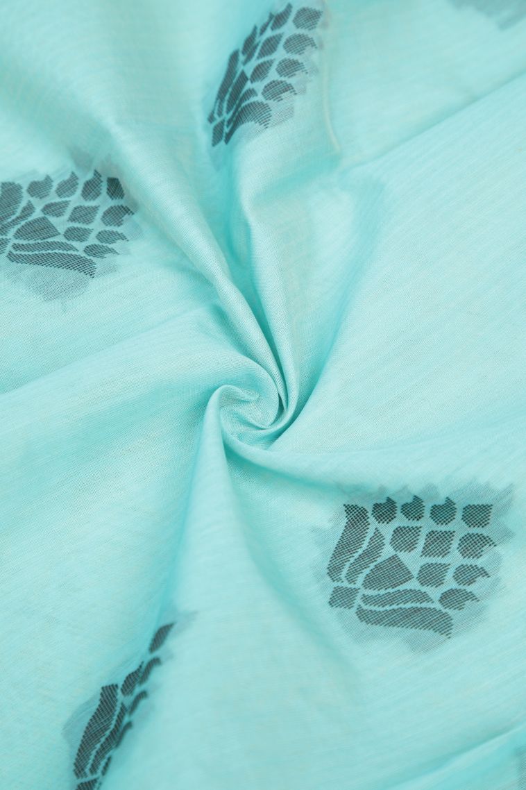 Arctic Blue Silk Cotton with Without Zari Zari Buttis (small Dots Or Motifs) view 4