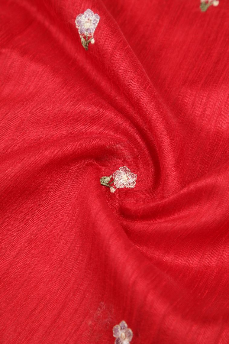 Rose  Red Tussar Saree with Without Zari Zari Buttis (small Dots Or Motifs) view 4