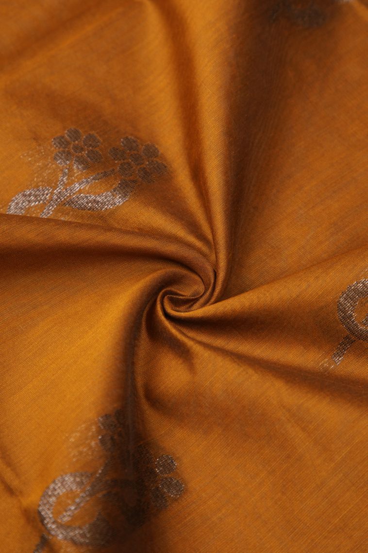 Rich Gold Silk Cotton Sarees with Bronze Zari Buttis (small Dots Or Motifs) view 4