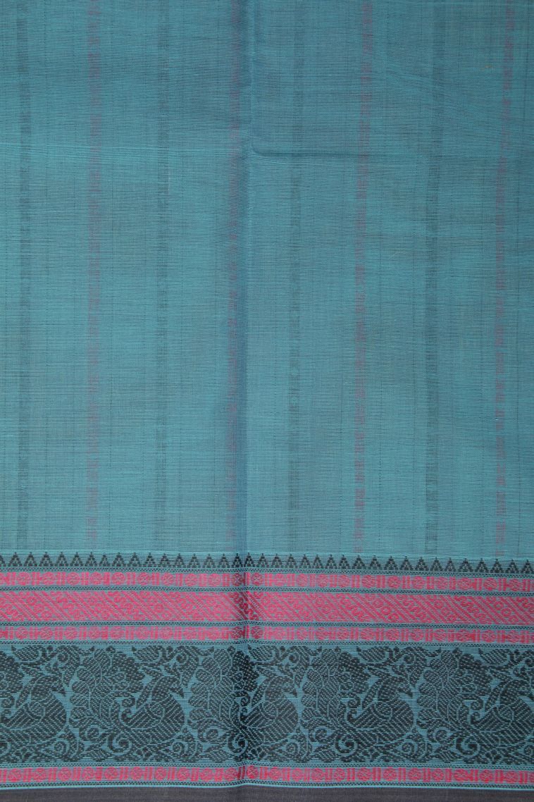 Aegean Blue Pure Handloom Kovai Cotton with Without Zari Zari Buttis (small Dots Or Motifs) view 3