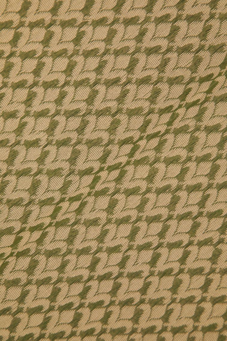 Basil Green Silk Cotton with Without Zari Zari Buttis (small Dots Or Motifs) view 3