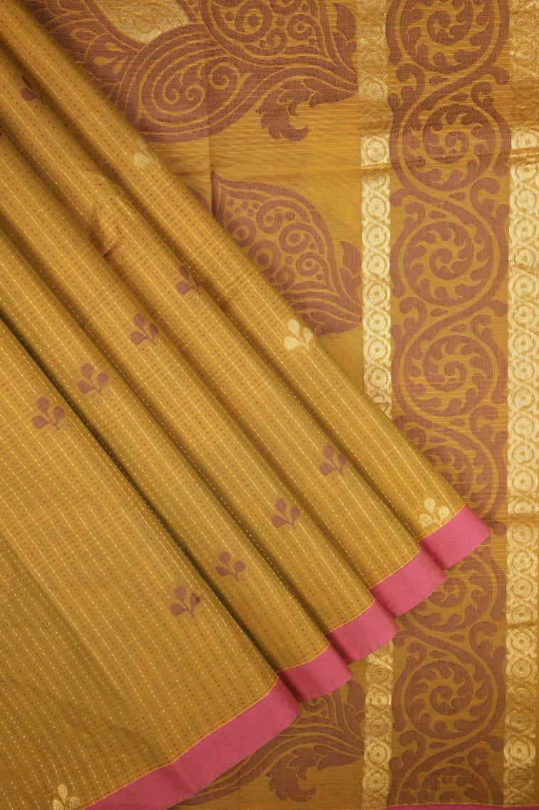 Rich Gold Kovai Cotton Sarees with Without Zari Zari Stripes view 1