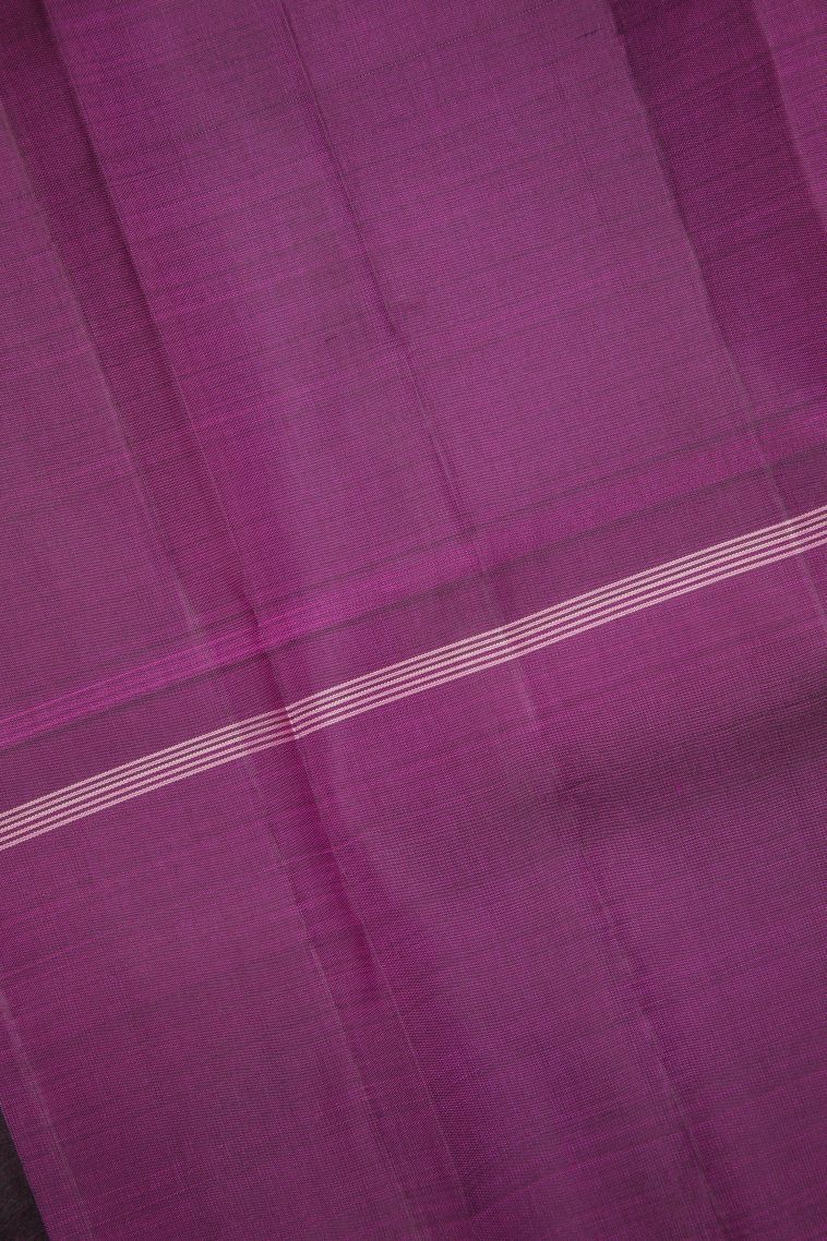 Cream White Kanchipuram Silk Sarees with Without Zari Zari Plain view 3