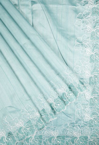 Arctic Blue Tussar Saree with Without Zari Zari Plain