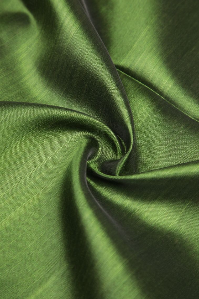 Basil Green Tussar Saree with Without Zari Zari Plain view 4