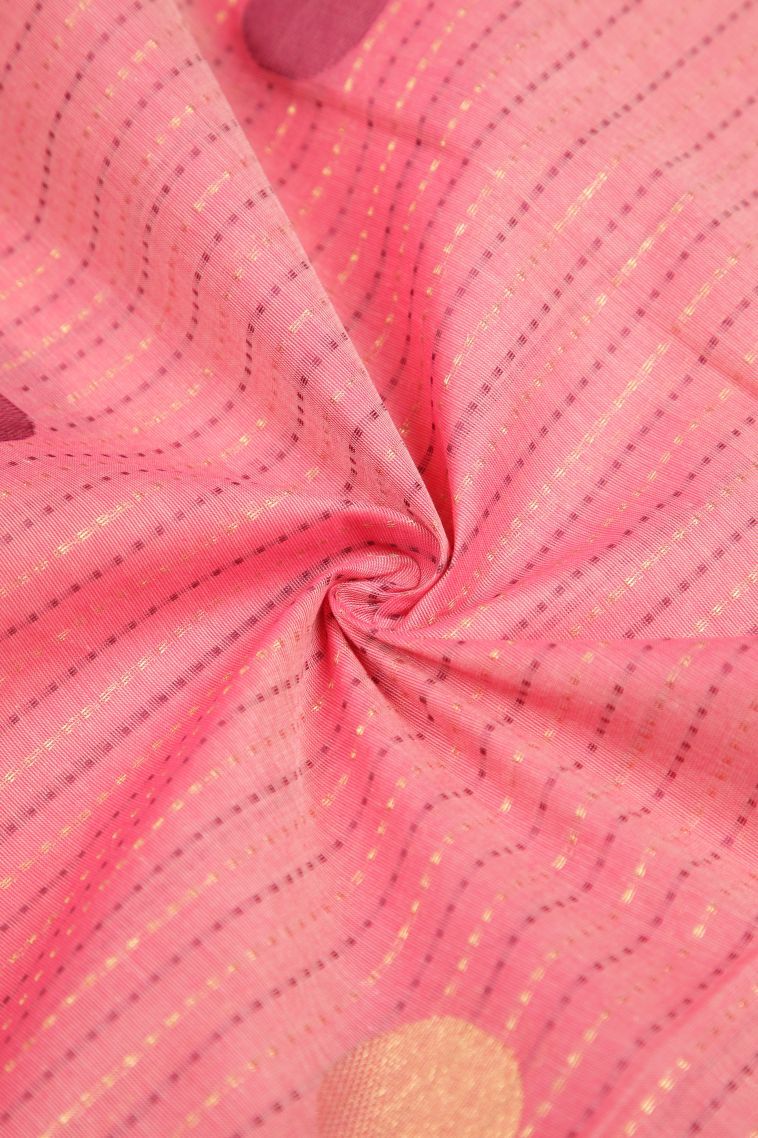 Rosewood Pink Kovai Cotton Sarees with Without Zari Zari Stripes view 4