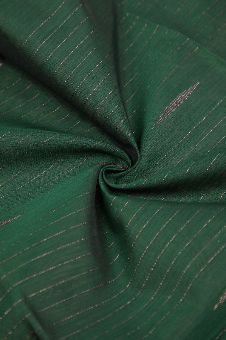 Bottle Green Silk Cotton Sarees with Bronze Zari Stripes view 4