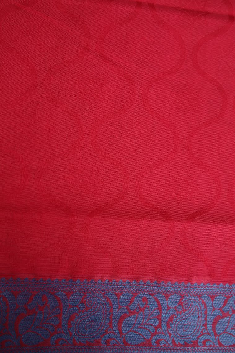 Rose  Red Kovai Cotton Sarees with Without Zari Zari Floral Patterns view 3