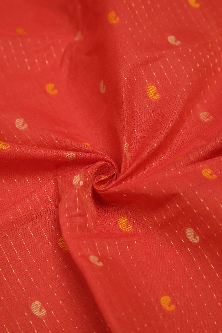 Candy Orange Kanchi Cotton Sarees with Without Zari Zari Floral Patterns view 4
