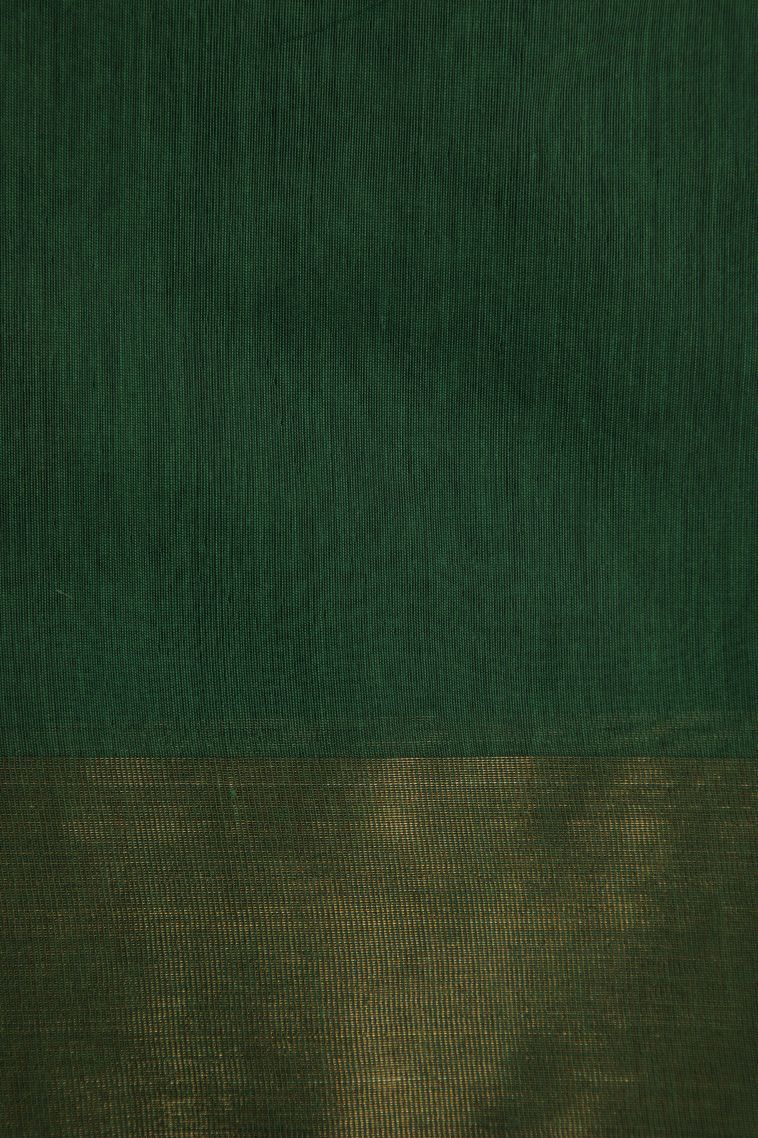 Basil Green Silk Cotton Sarees with Copper Zari Stripes view 3