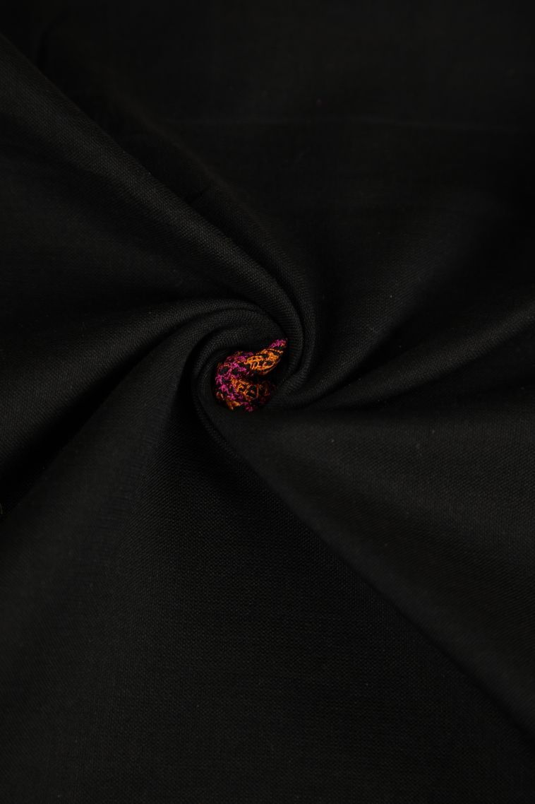 Asphalt Black Poly Cotton Sarees with Without Zari Zari Geometric Shapes view 4