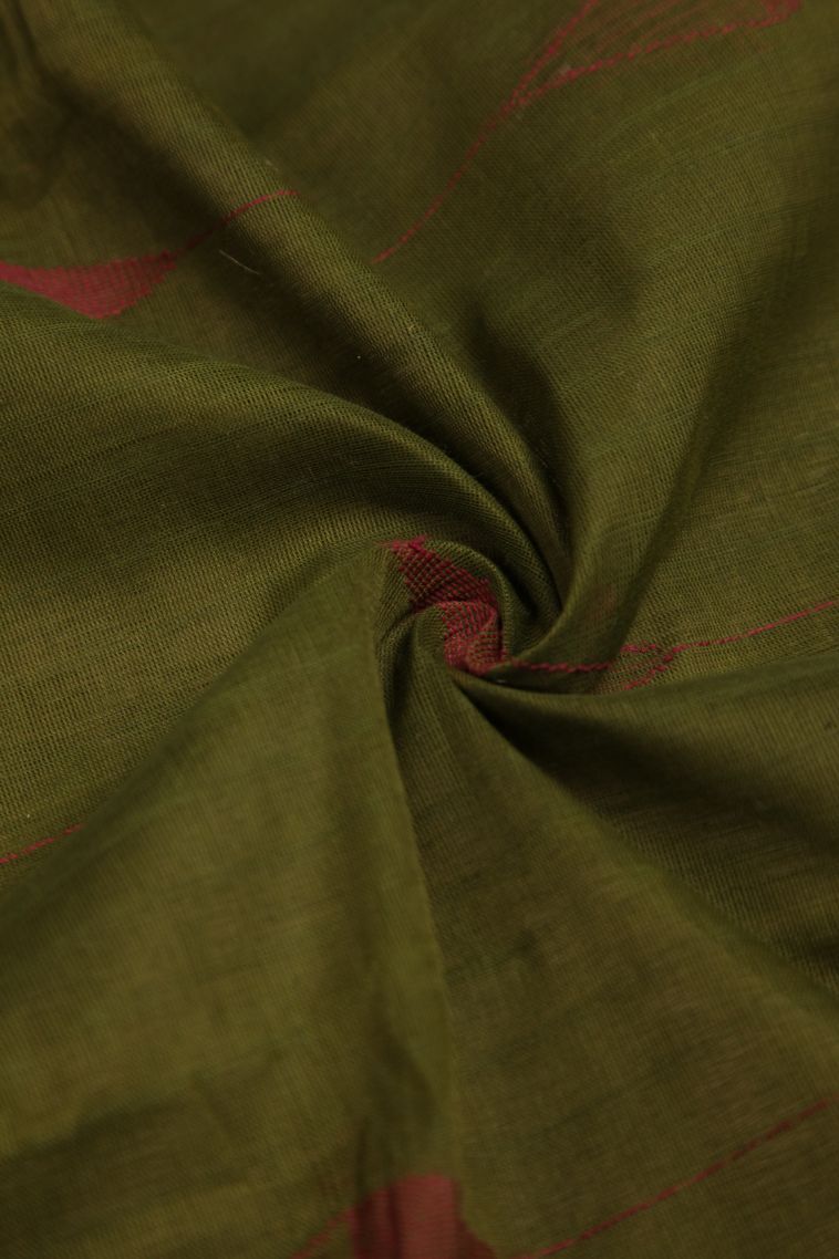 Paris Green Kanchi Cotton Sarees with Gold Zari Geometric Shapes view 4