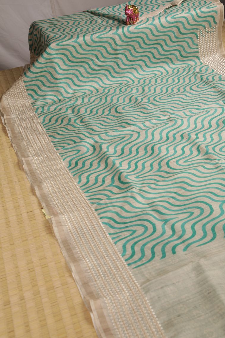 Mint Green Fancy Saree with Without Zari Zari Stripes view 2