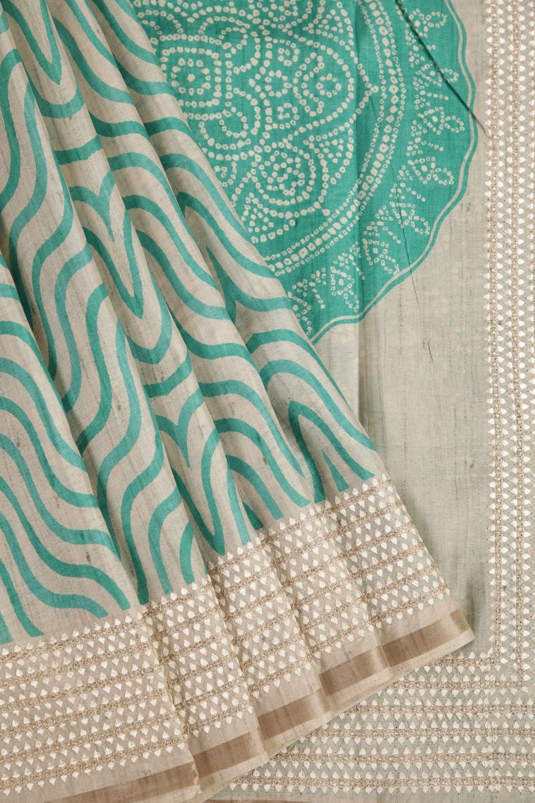 Mint Green Fancy Saree with Without Zari Zari Stripes view 1