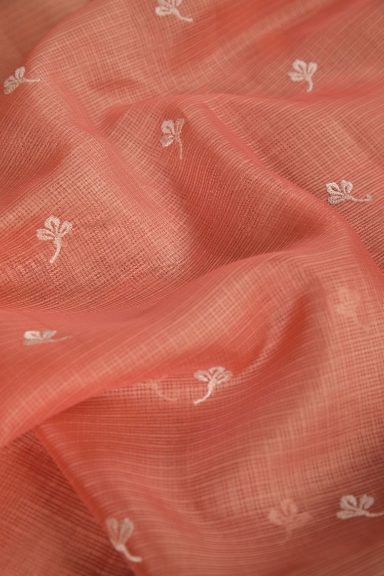 Flamingo Pink Fancy Saree with Silver Zari Floral Patterns view 4