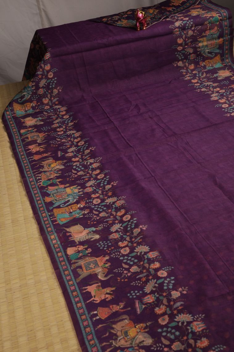 Mauve Purple Fancy Saree with Without Zari Zari Floral Patterns view 2
