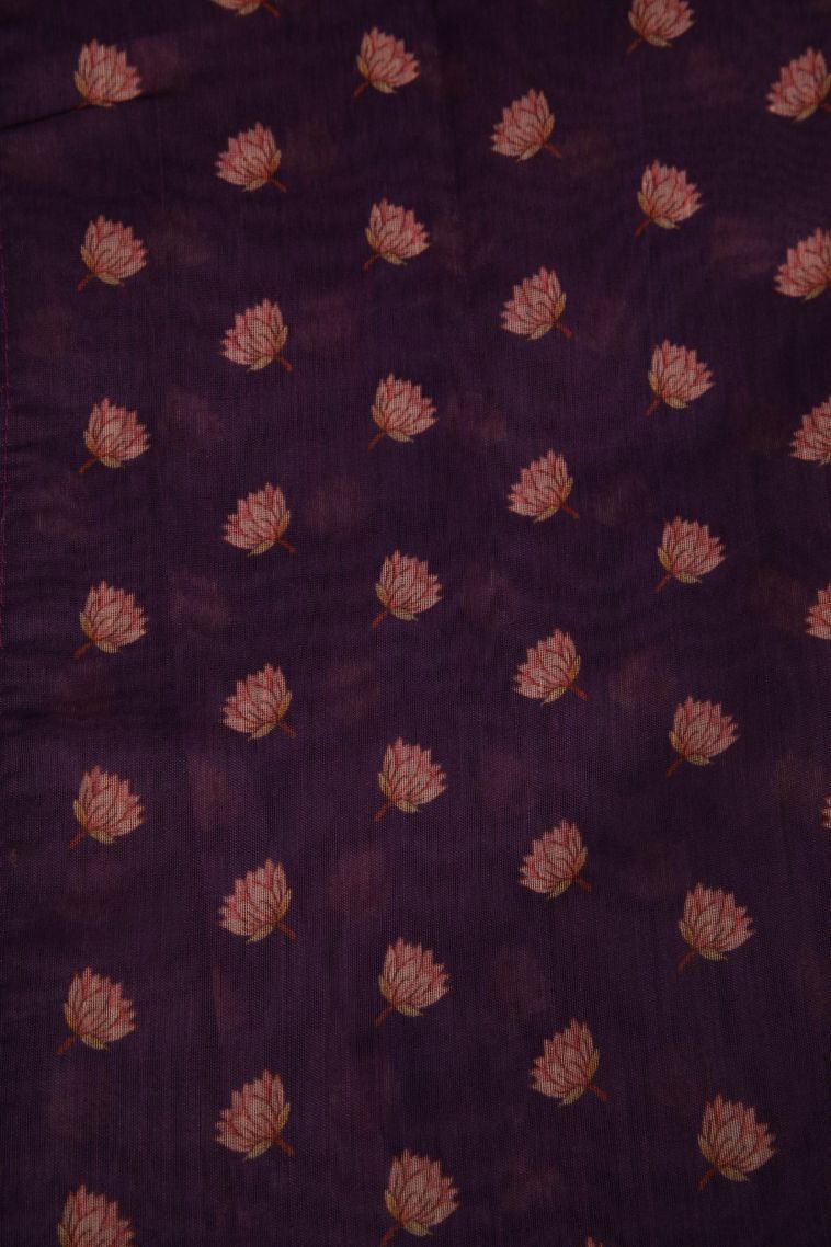 Mauve Purple Fancy Saree with Without Zari Zari Floral Patterns view 3