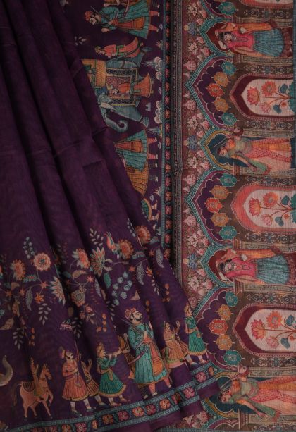 Mauve Purple Fancy Saree with Without Zari Zari Floral Patterns