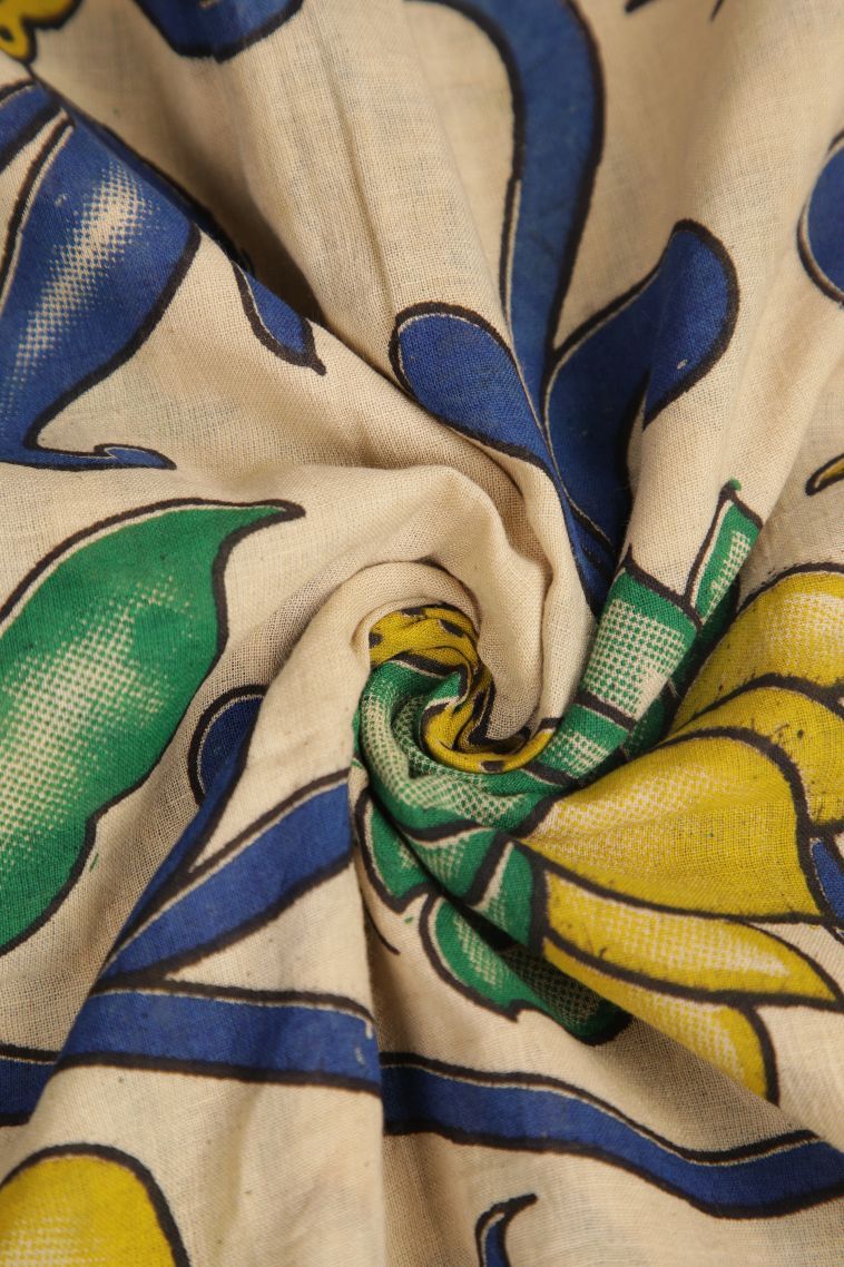 Cookie Yellow Cotton Sarees with Without Zari Zari Floral Patterns view 4