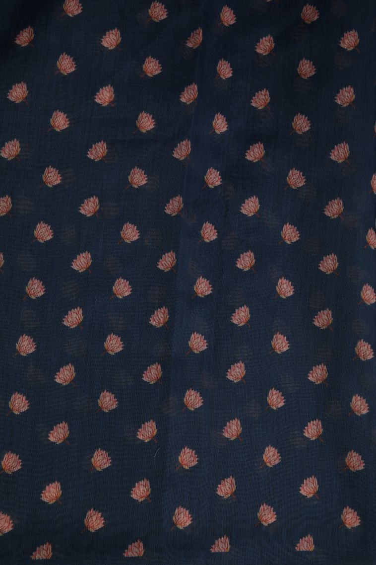 Aegean Blue Fancy Saree with Without Zari Zari Floral Patterns view 3