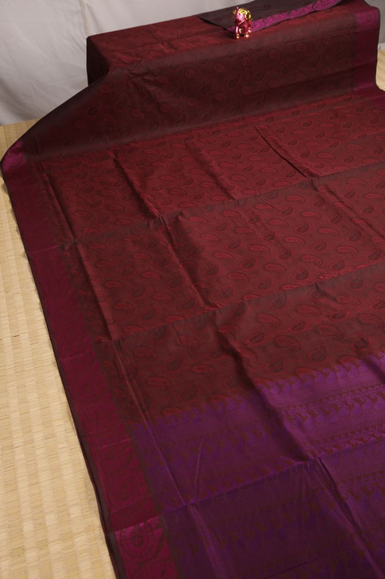 Lipstick Red Kovai Cotton Sarees with Without Zari Zari Manga view 2