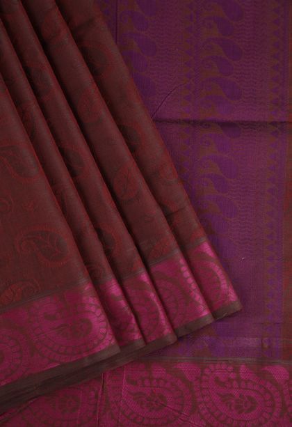 Lipstick Red Kovai Cotton Sarees with Without Zari Zari Manga