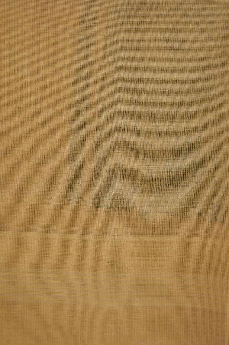 Basil Green Kanchi Cotton Sarees with Copper Zari Floral Patterns view 3