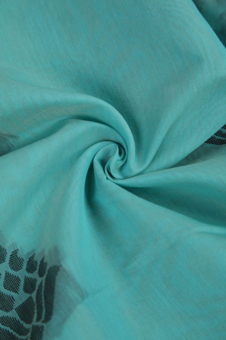Sky Blue Silk Cotton with Without Zari Zari Floral Patterns view 4