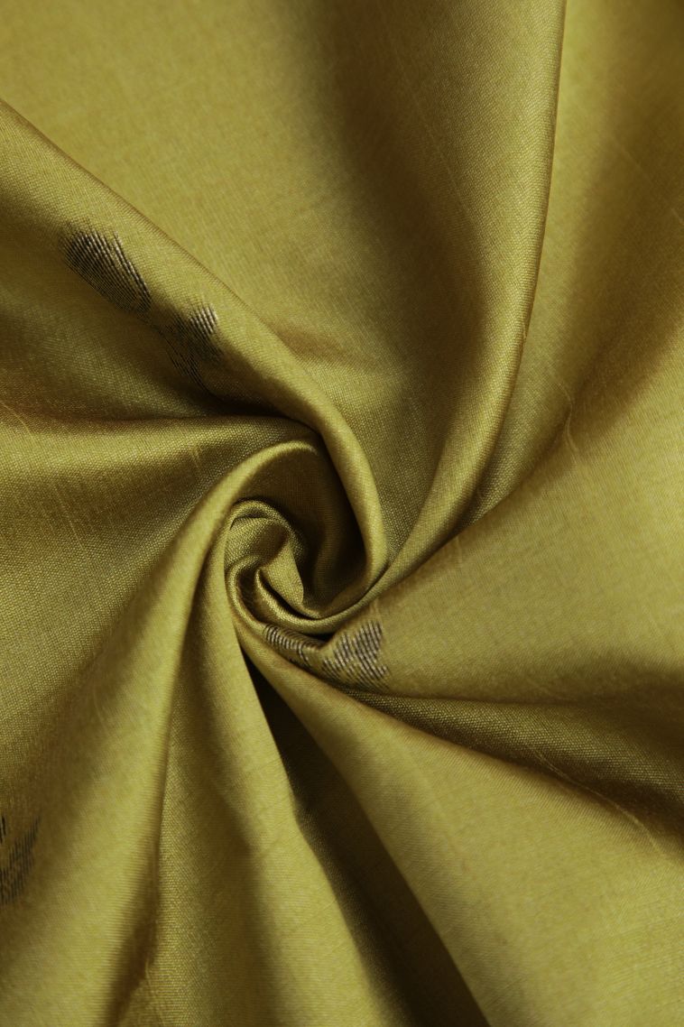 Olive Green Fancy Saree with Silver Zari Floral Patterns view 4