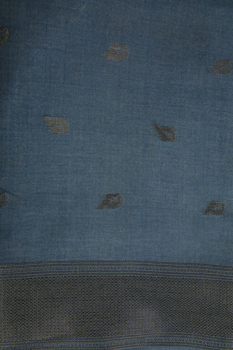 Olive Green Fancy Saree with Silver Zari Floral Patterns view 3