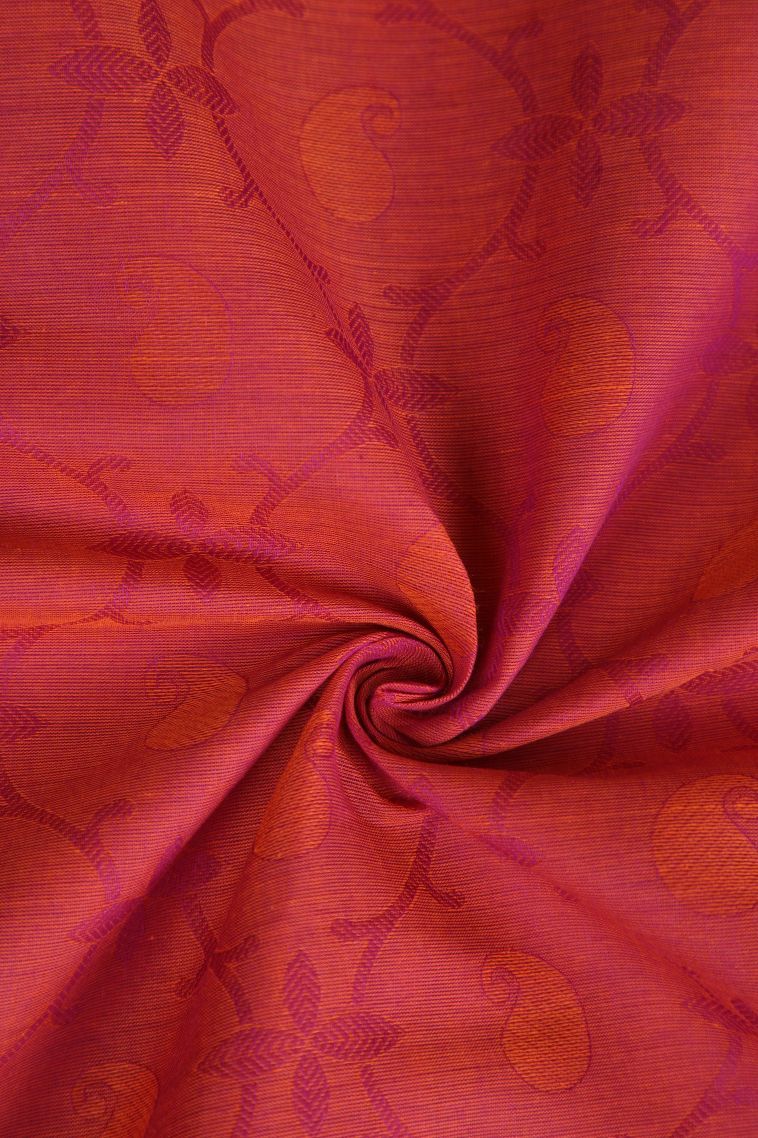 Dawn Red Kovai Cotton Sarees with Without Zari Zari Manga view 4