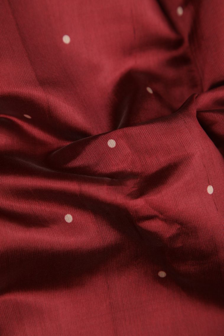 Crimson Red Fancy Saree with Silver Zari Floral Patterns view 4