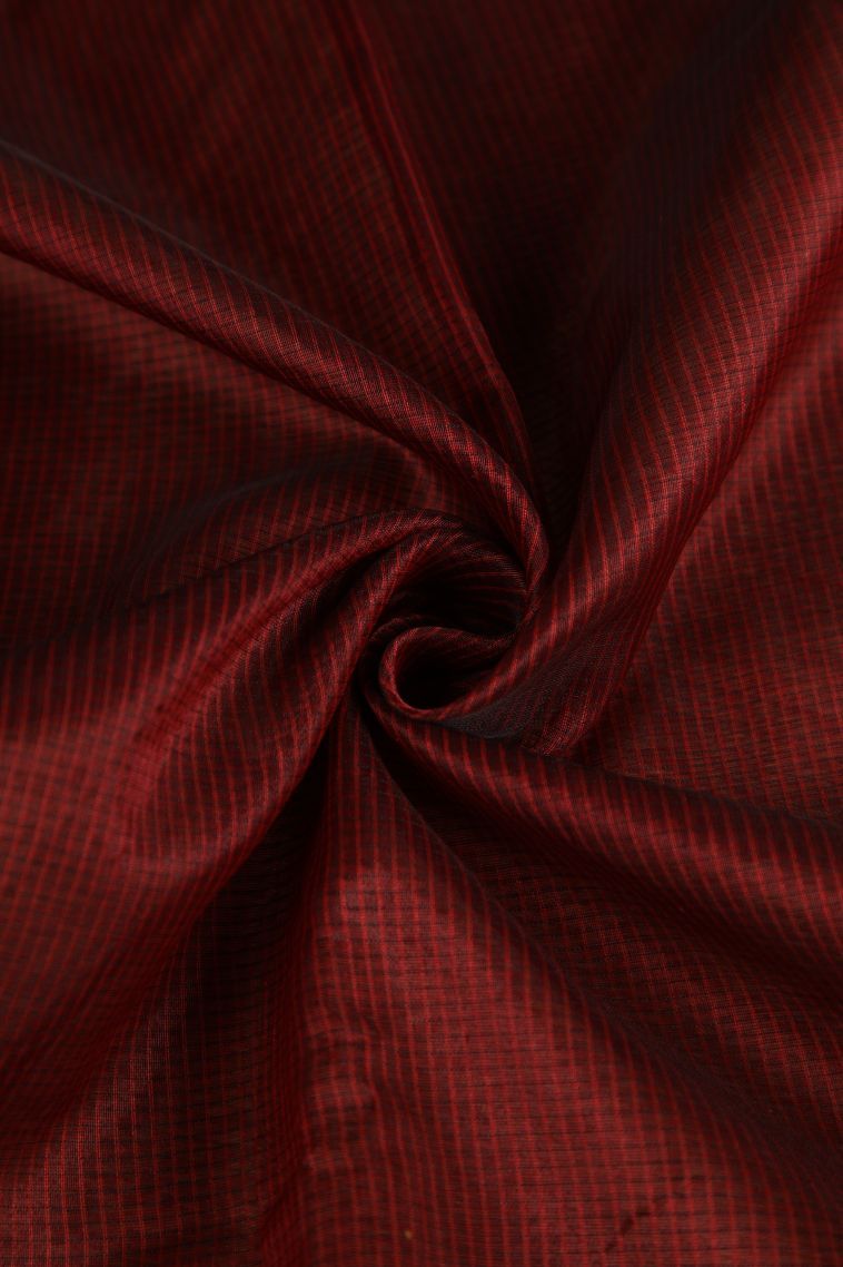 Apple Red Organza Saree with Gold Zari Floral Patterns view 4