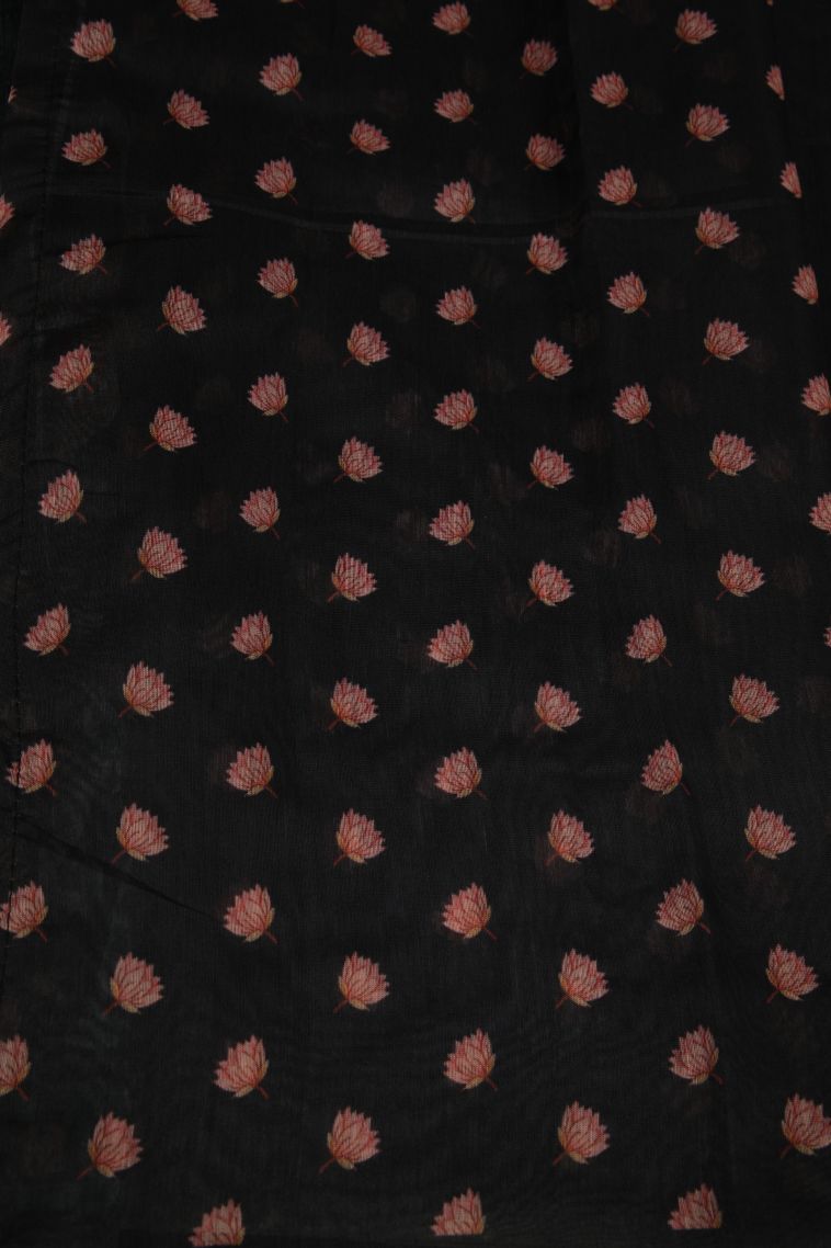 Asphalt Black Fancy Saree with Without Zari Zari Floral Patterns view 3